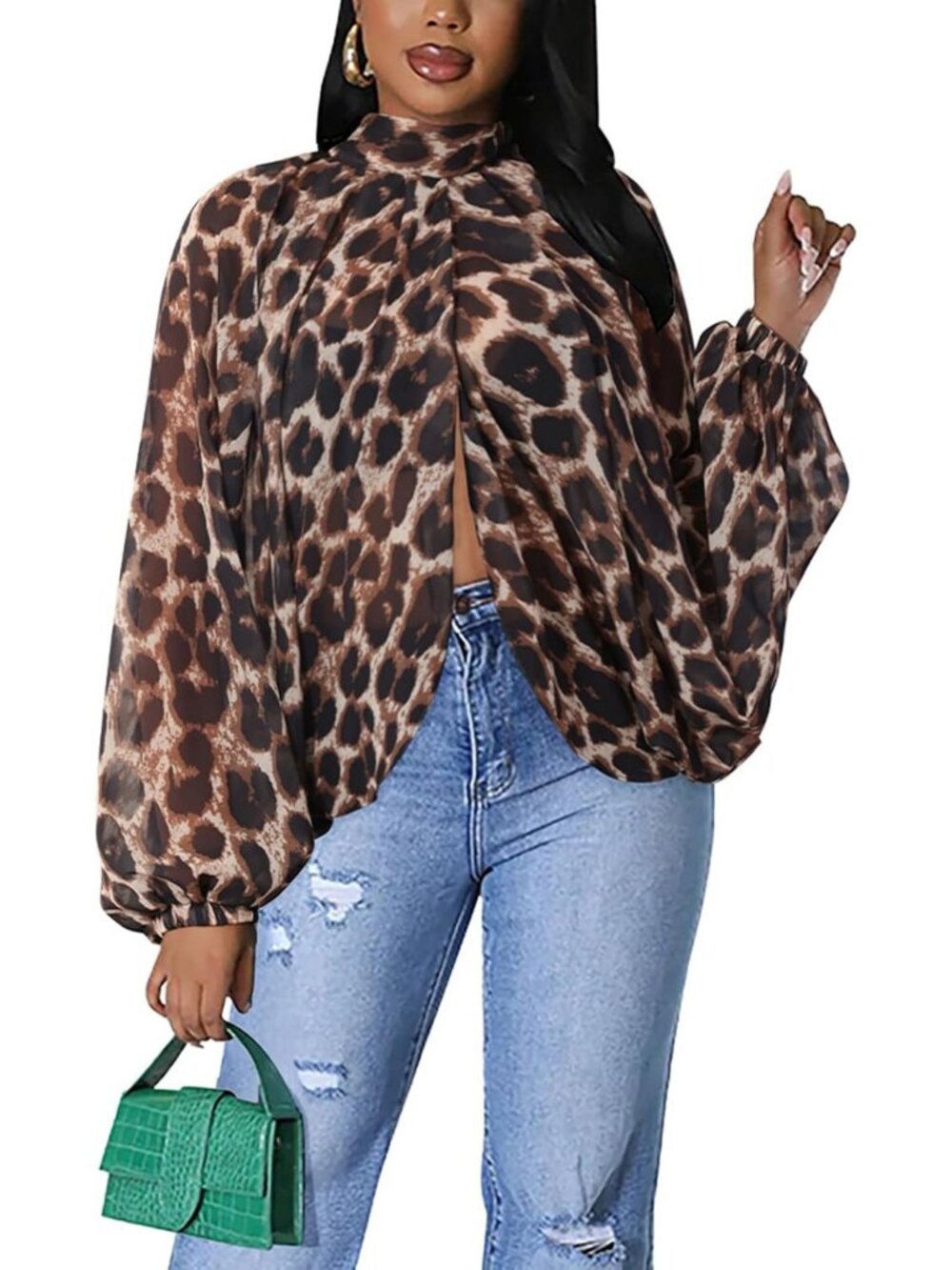 Chic Batwing Sleeve Chiffon Blouse - Sexy Party Top for Women, Night Out